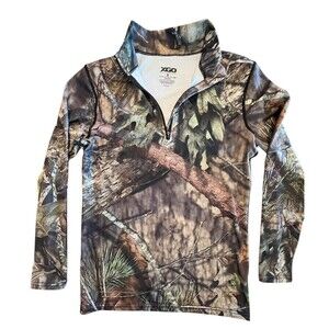 XGO Camo Mossy Oak Base Layer Youth 1/4 Zip Mock Neck Pullover Medium